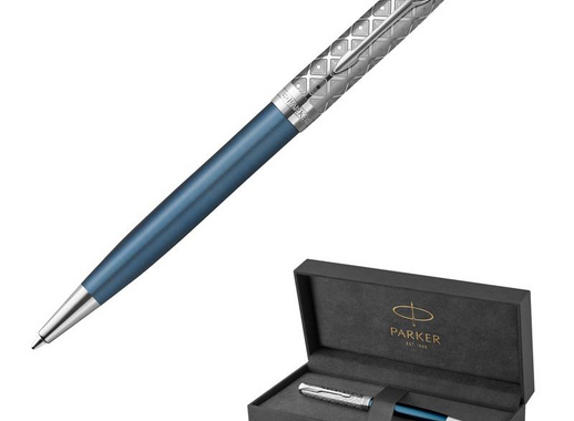 Ручка шариковая Parker Sonnet Metal&Blue цвет чернил черный цвет корпуса голубой (артикул производителя 2119649)